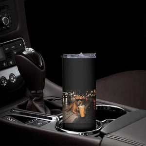 Funny Pitbull Drinking Iced Coffee Skinny Tumbler Vintage Pittie Dog Lovers Meme
