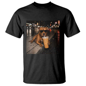 Funny Pitbull Drinking Iced Coffee T Shirt Vintage Pittie Dog Lovers Meme
