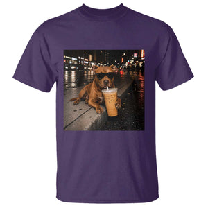 Funny Pitbull Drinking Iced Coffee T Shirt Vintage Pittie Dog Lovers Meme