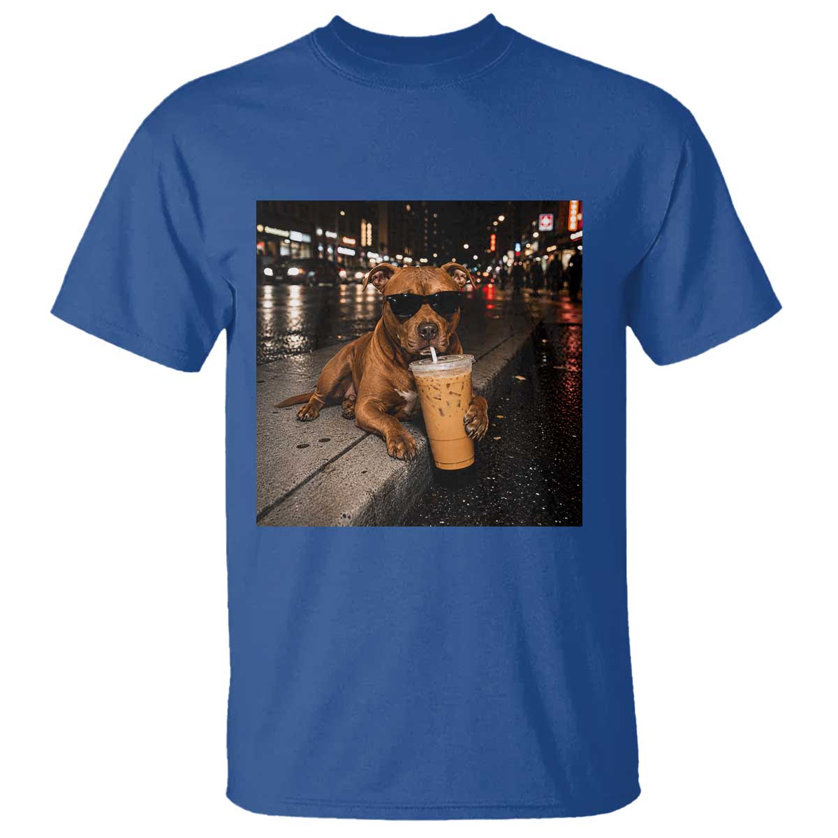 Funny Pitbull Drinking Iced Coffee T Shirt Vintage Pittie Dog Lovers Meme