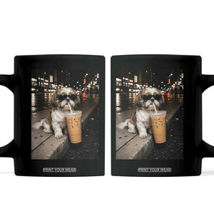Funny Shih Tzu Drinking Iced Coffee Coffee Mug Vintage Dog Lover