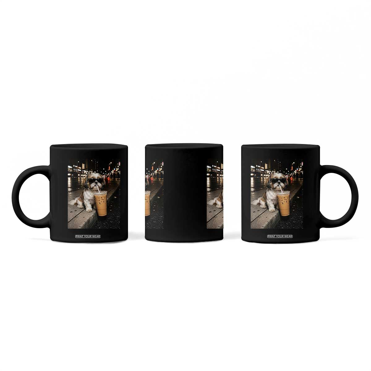 Funny Shih Tzu Drinking Iced Coffee Coffee Mug Vintage Dog Lover