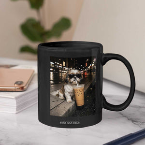 Funny Shih Tzu Drinking Iced Coffee Coffee Mug Vintage Dog Lover