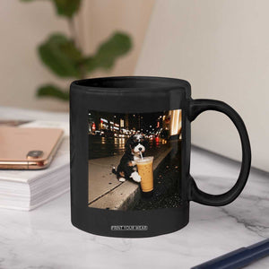 Bernedoodle Dog Drinking Iced Coffee Coffee Mug Funny Coffee Lover Gift for Dog Moms Dads TS10 Print Your Wear