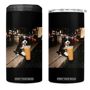Bernedoodle Dog Drinking Iced Coffee 4 in 1 Can Cooler Tumbler Funny Coffee Lover Gift for Dog Moms Dads TS10 One Size: 16 oz Black Print Your Wear