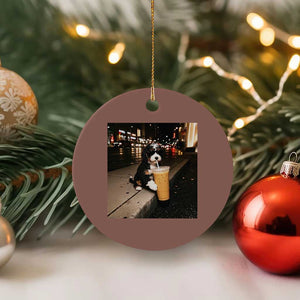 Bernedoodle Dog Drinking Iced Coffee Ceramic Ornament Funny Coffee Lover Gift for Dog Moms Dads TS10 1pc Mocha Print Your Wear