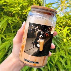 Bernedoodle Dog Drinking Iced Coffee Glass Can Funny Coffee Lover Gift for Dog Moms Dads TS10 Black Print Your Wear