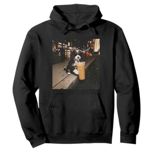 Bernedoodle Dog Drinking Iced Coffee Hoodie Funny Coffee Lover Gift for Dog Moms Dads TS10 Black Print Your Wear