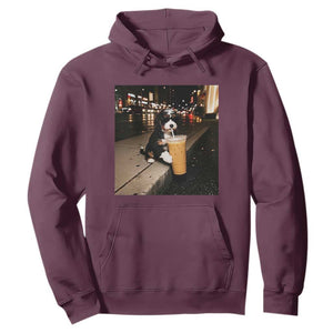Bernedoodle Dog Drinking Iced Coffee Hoodie Funny Coffee Lover Gift for Dog Moms Dads TS10 Maroon Print Your Wear