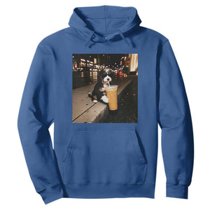 Bernedoodle Dog Drinking Iced Coffee Hoodie Funny Coffee Lover Gift for Dog Moms Dads TS10 Royal Blue Print Your Wear