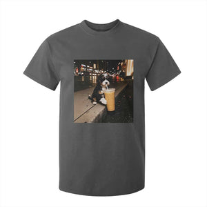 Bernedoodle Dog Drinking Iced Coffee T Shirt For Kid Funny Coffee Lover Gift for Dog Moms Dads TS10 Print Your Wear