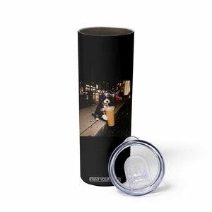 Bernedoodle Dog Drinking Iced Coffee Skinny Tumbler Funny Coffee Lover Gift for Dog Moms Dads TS10 Print Your Wear