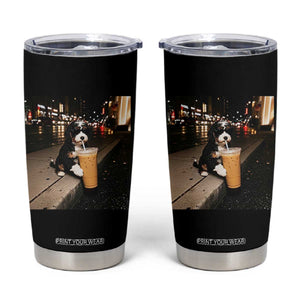 Bernedoodle Dog Drinking Iced Coffee Tumbler Cup Funny Coffee Lover Gift for Dog Moms Dads TS10 Black Print Your Wear