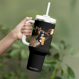 Bernedoodle Dog Drinking Iced Coffee Tumbler With Handle Funny Coffee Lover Gift for Dog Moms Dads TS10 Print Your Wear