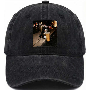 Bernedoodle Dog Drinking Iced Coffee Washed Cotton Baseball Cap Funny Coffee Lover Gift for Dog Moms Dads TS10 Print Your Wear