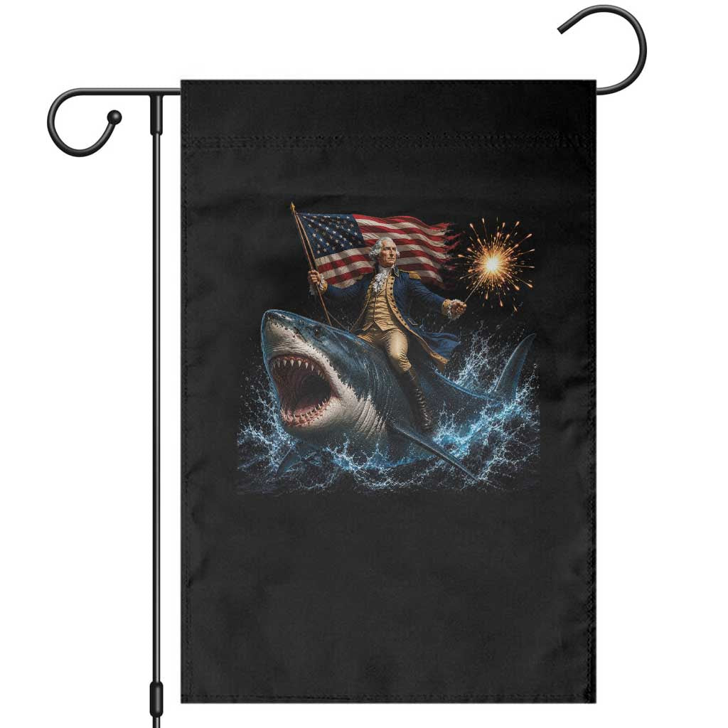 George Washington Riding Shark Garden Flag Funny 4th Of July Independence Day 1776 Meme American Flag