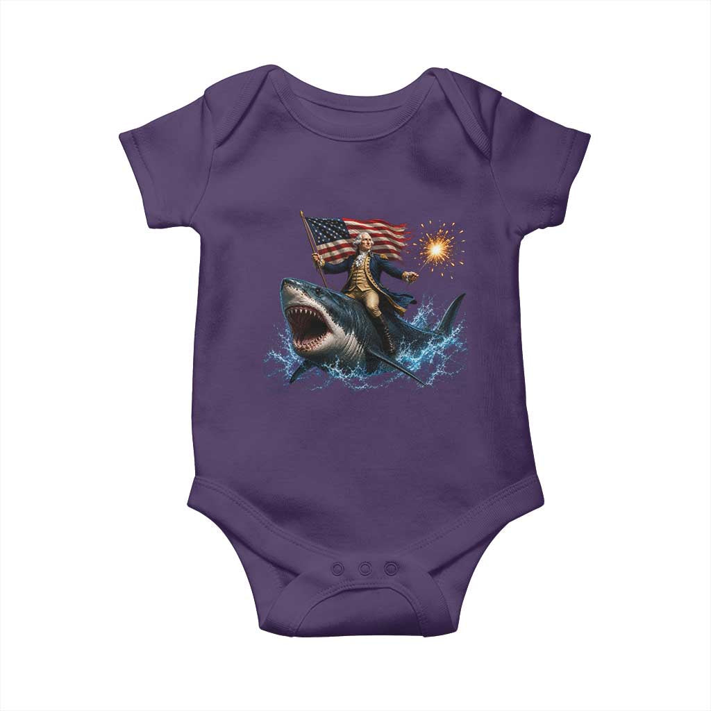 George Washington Riding Shark Baby Onesie Funny 4th Of July Independence Day 1776 Meme American Flag