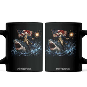 George Washington Riding Shark Coffee Mug Funny 4th Of July Independence Day 1776 Meme American Flag