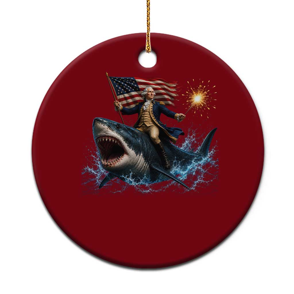 George Washington Riding Shark Ceramic Ornament Funny 4th Of July Independence Day 1776 Meme American Flag TS10 1pc Red Print Your Wear