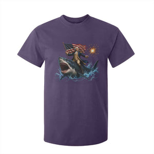 George Washington Riding Shark T Shirt For Kid Funny 4th Of July Independence Day 1776 Meme American Flag
