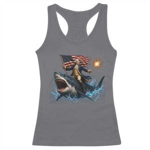 George Washington Riding Shark Racerback Tank Top Funny 4th Of July Independence Day 1776 Meme American Flag