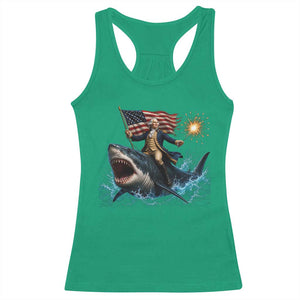 George Washington Riding Shark Racerback Tank Top Funny 4th Of July Independence Day 1776 Meme American Flag