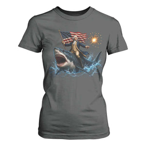 George Washington Riding Shark T Shirt For Women Funny 4th Of July Independence Day 1776 Meme American Flag