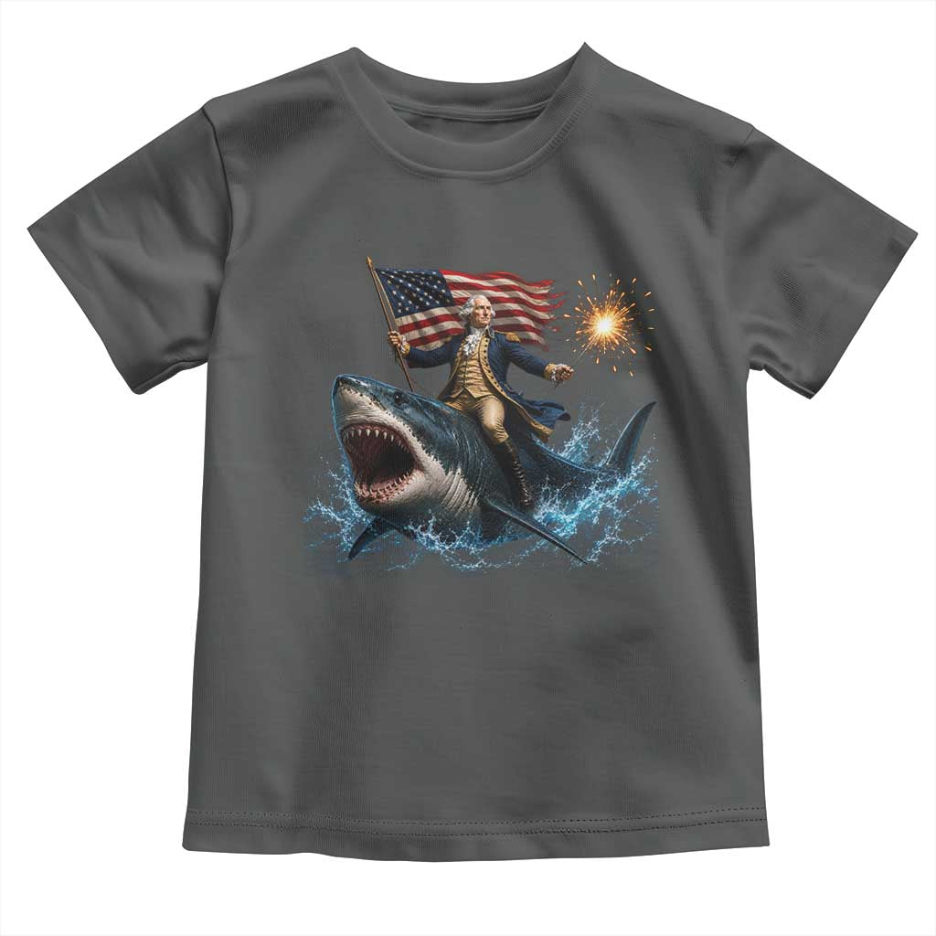 George Washington Riding Shark Toddler T Shirt Funny 4th Of July Independence Day 1776 Meme American Flag