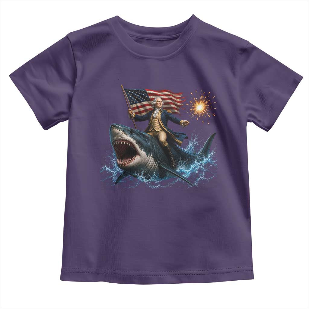 George Washington Riding Shark Toddler T Shirt Funny 4th Of July Independence Day 1776 Meme American Flag