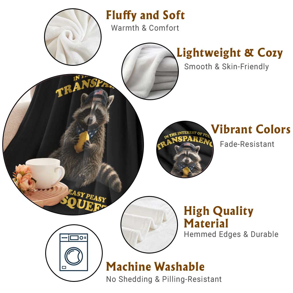 Funny Raccoon Meme Throw Blanket In The Interest Of Full Transparency It Was Not Easy Peasy Lemon Squeezy