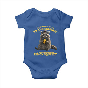 Funny Raccoon Meme Baby Onesie In The Interest Of Full Transparency It Was Not Easy Peasy Lemon Squeezy