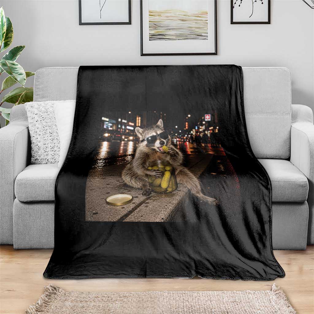 Funny Raccoon Eating Pickles Meme Throw Blanket TS10 Print Your Wear