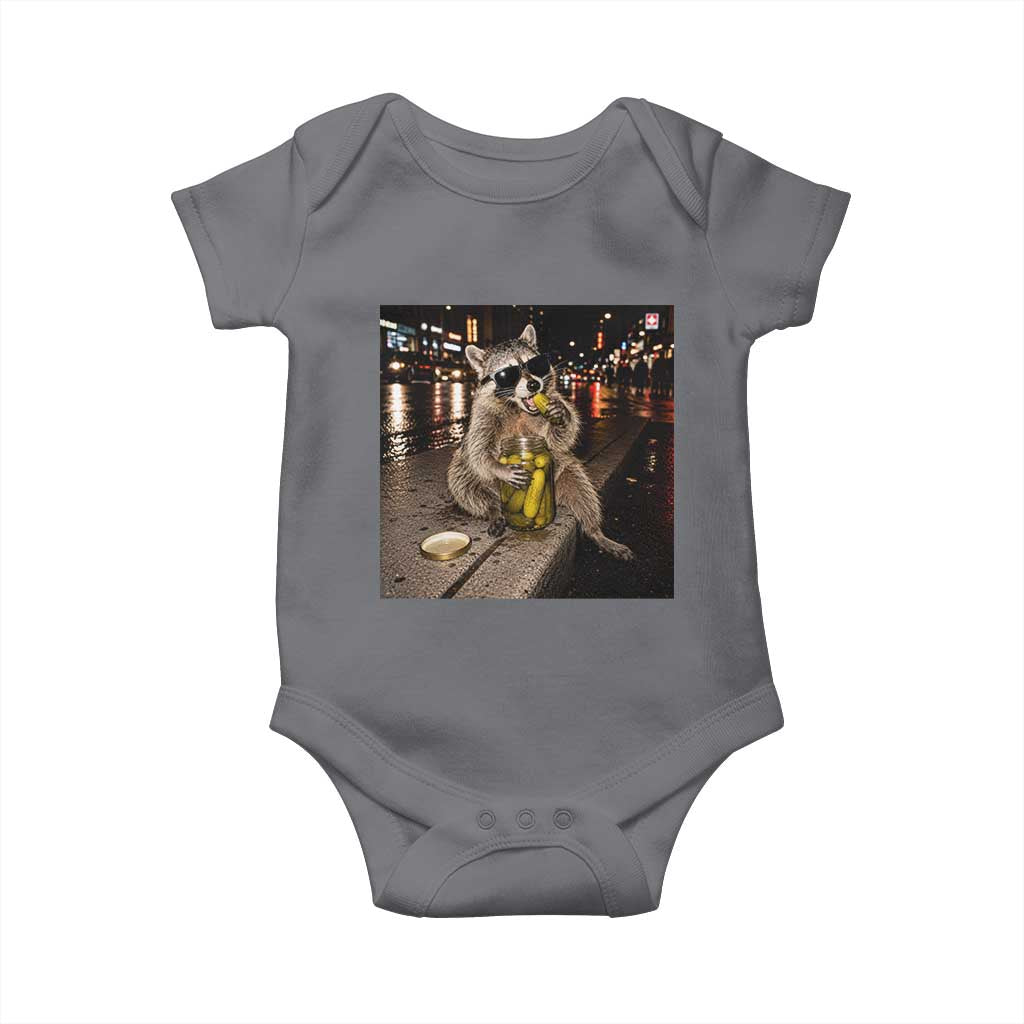 Funny Raccoon Eating Pickles Meme Baby Onesie