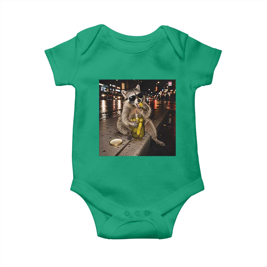Funny Raccoon Eating Pickles Meme Baby Onesie