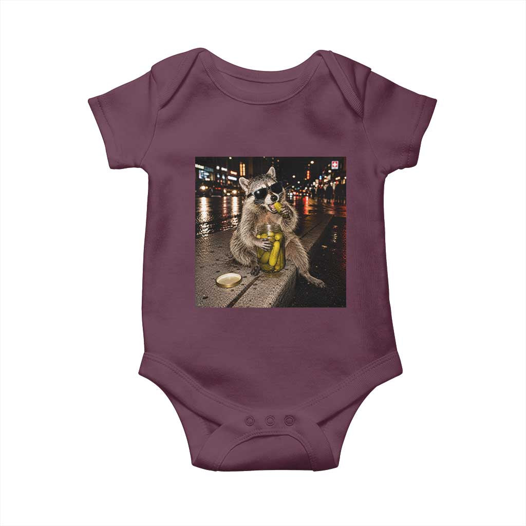 Funny Raccoon Eating Pickles Meme Baby Onesie