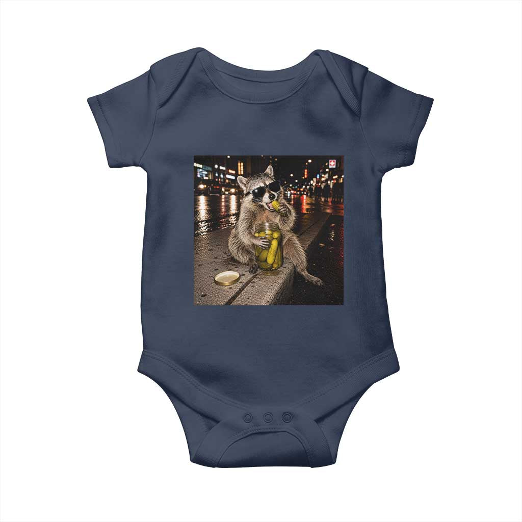 Funny Raccoon Eating Pickles Meme Baby Onesie