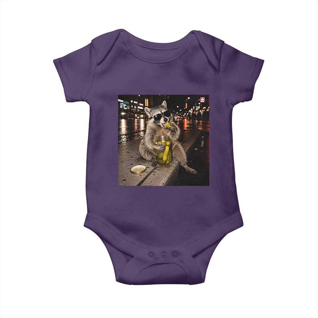 Funny Raccoon Eating Pickles Meme Baby Onesie