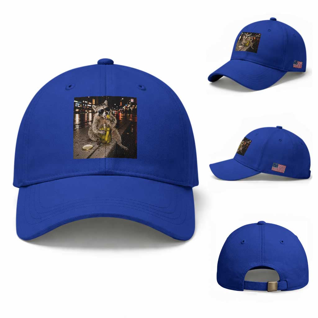 Funny Raccoon Eating Pickles Meme Baseball Cap