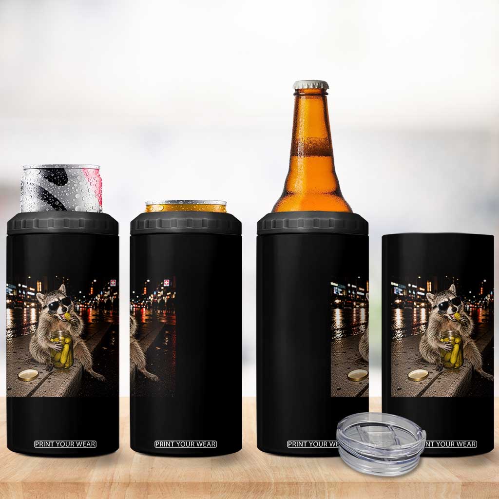 Funny Raccoon Eating Pickles Meme 4 in 1 Can Cooler Tumbler