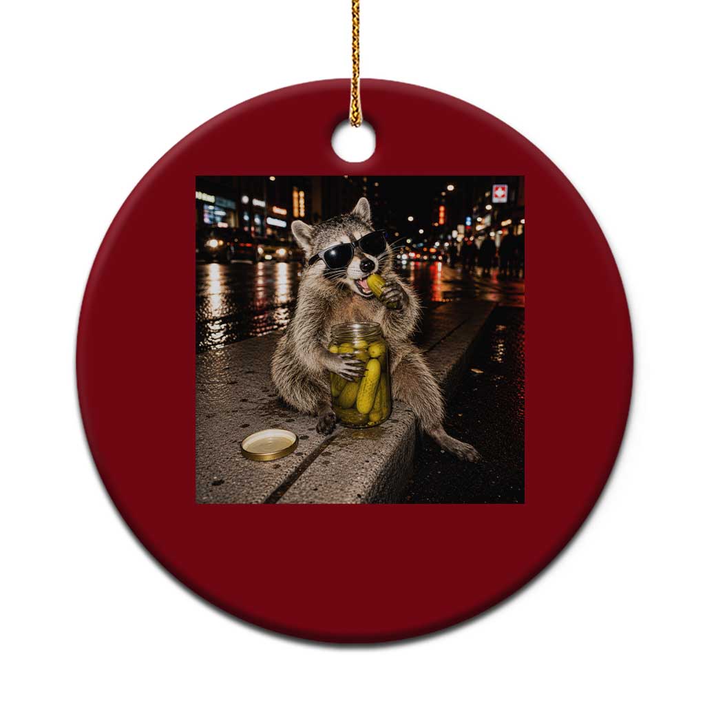 Funny Raccoon Eating Pickles Meme Ceramic Ornament TS10 1pc Red Print Your Wear