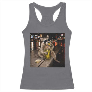 Funny Raccoon Eating Pickles Meme Racerback Tank Top