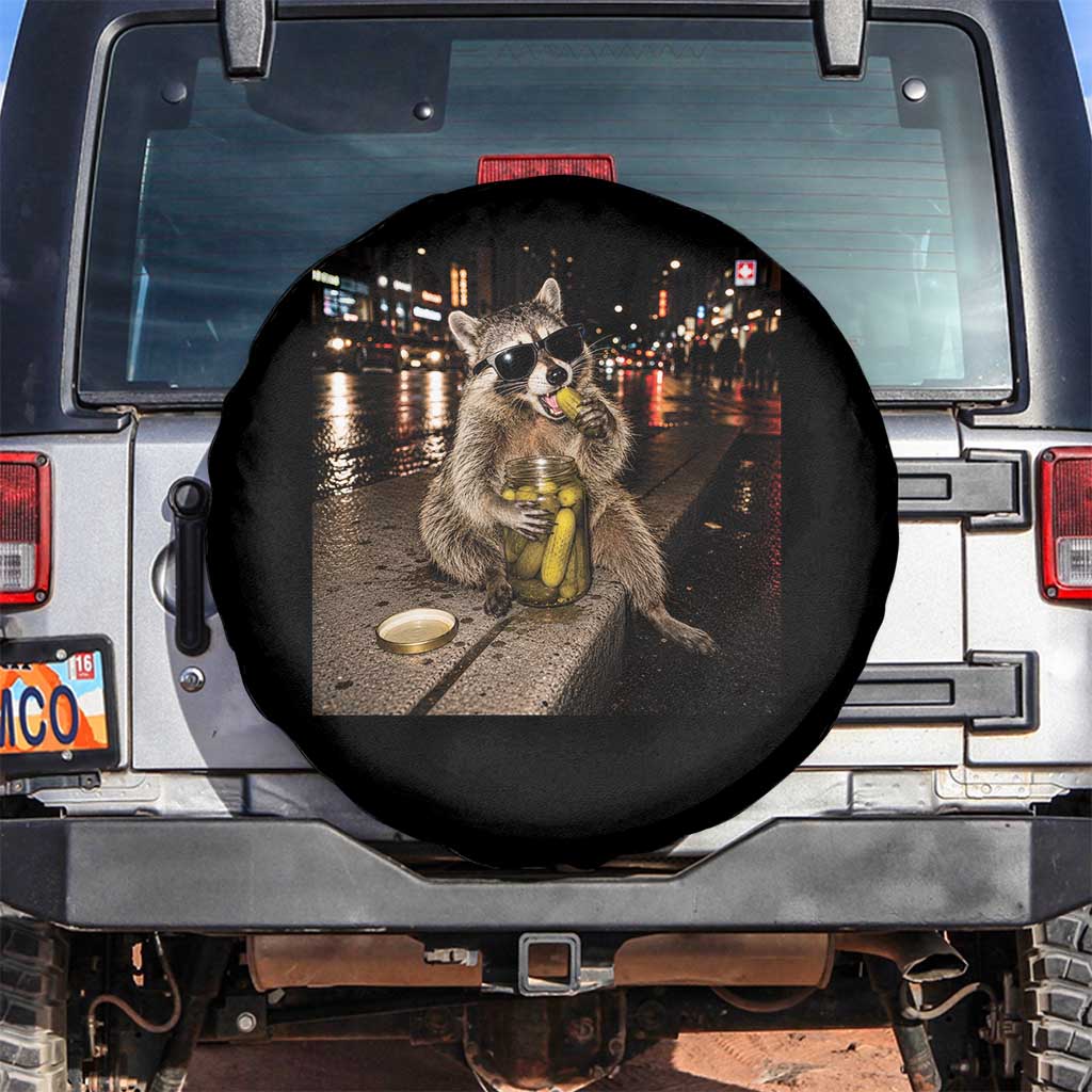 Funny Raccoon Eating Pickles Meme Spare Tire Cover TS10 No hole Black Print Your Wear
