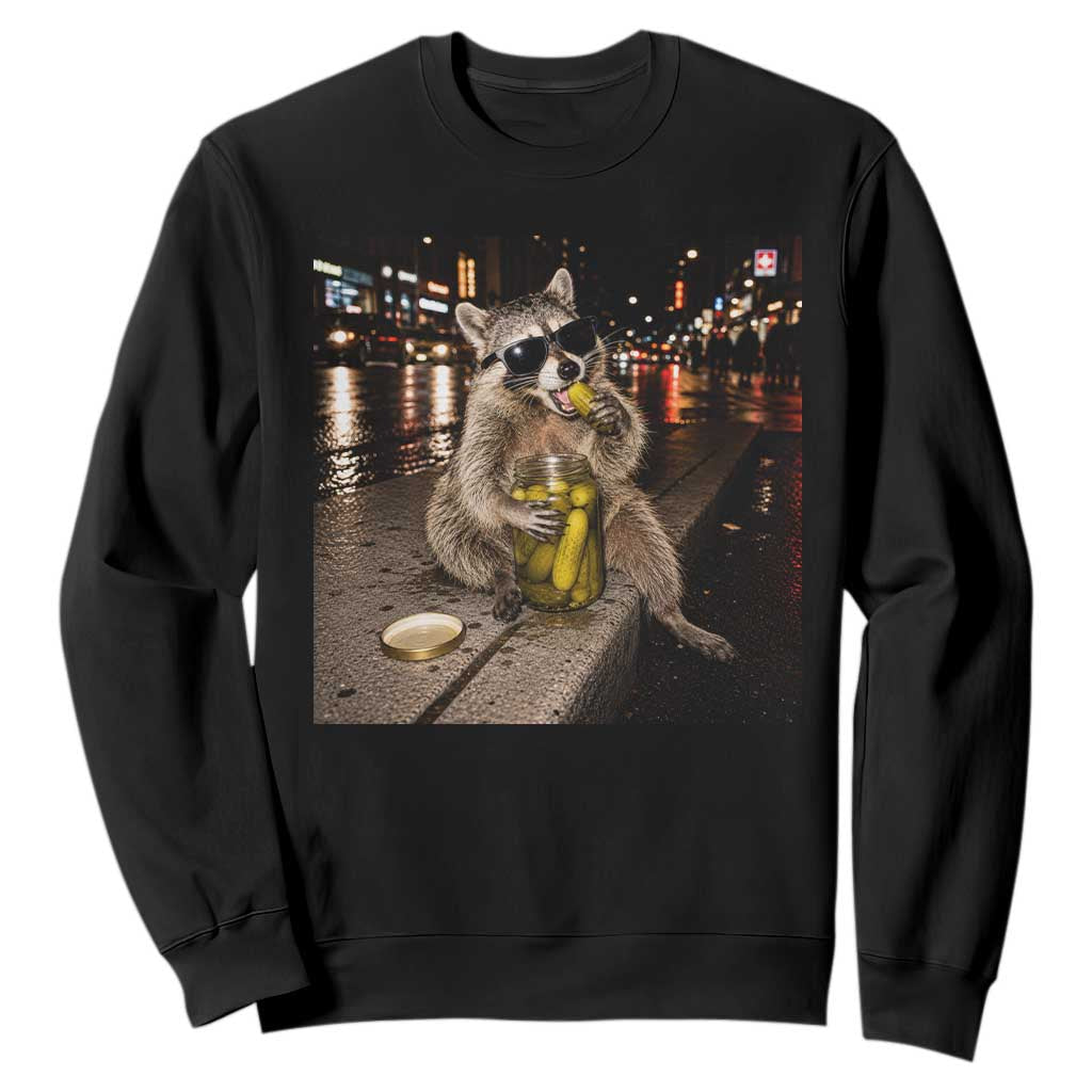 Funny Raccoon Eating Pickles Meme Sweatshirt
