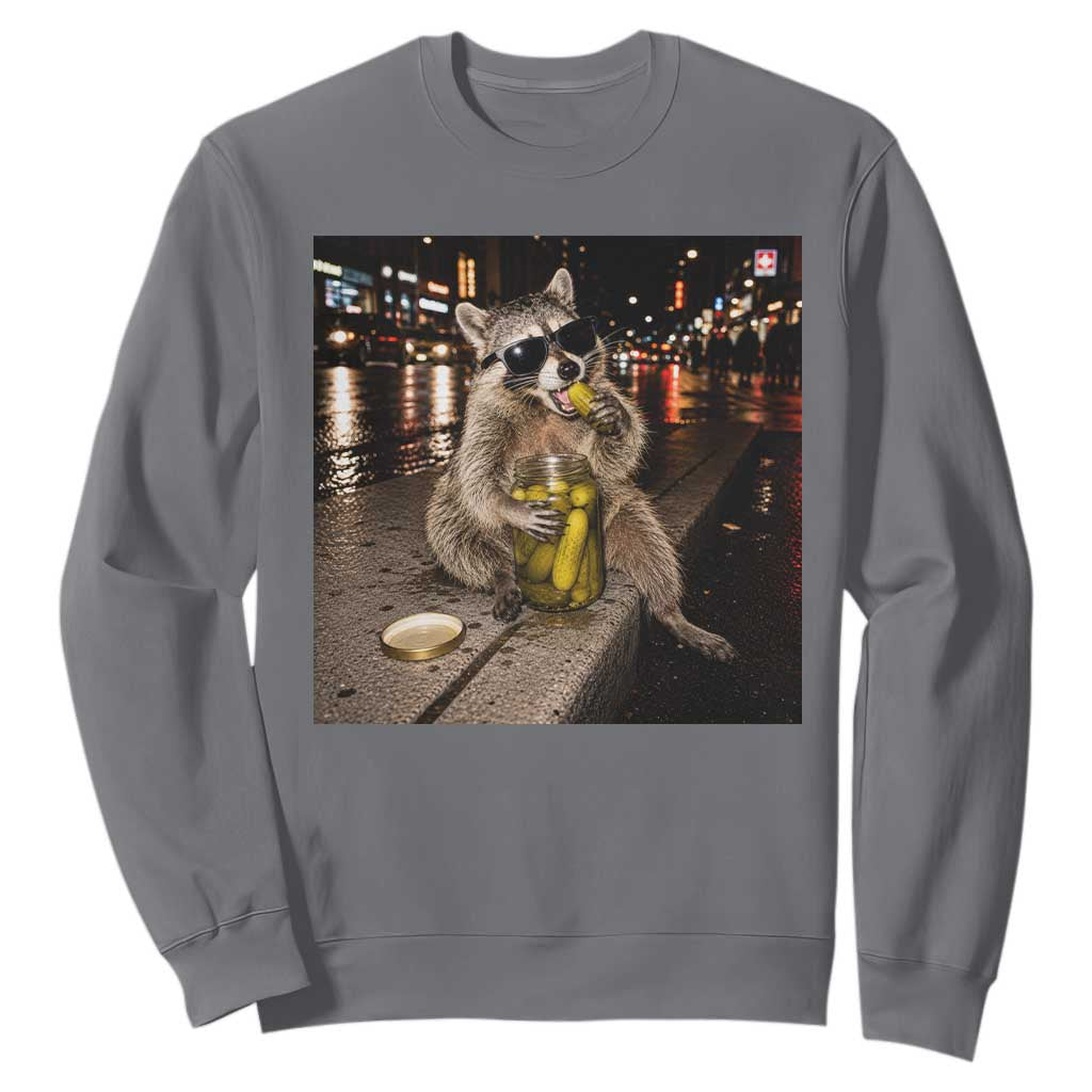 Funny Raccoon Eating Pickles Meme Sweatshirt