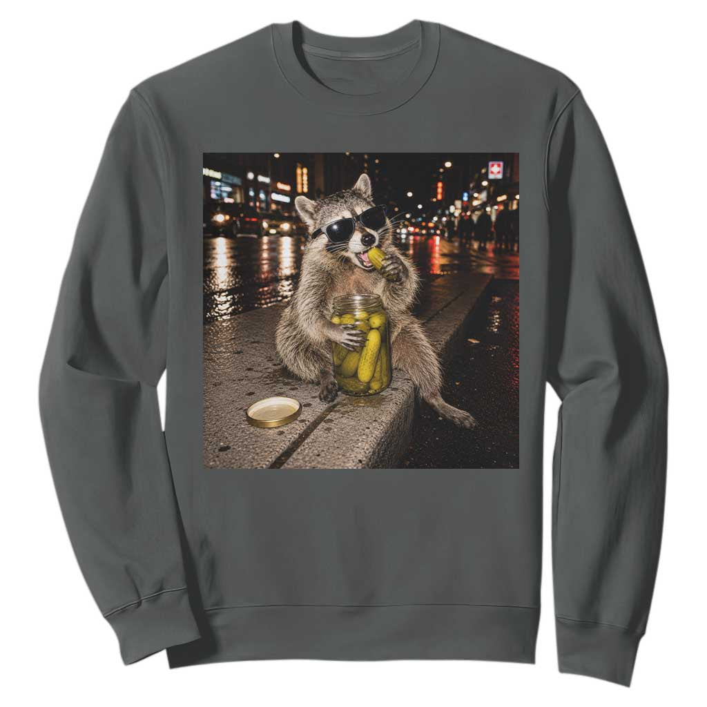 Funny Raccoon Eating Pickles Meme Sweatshirt