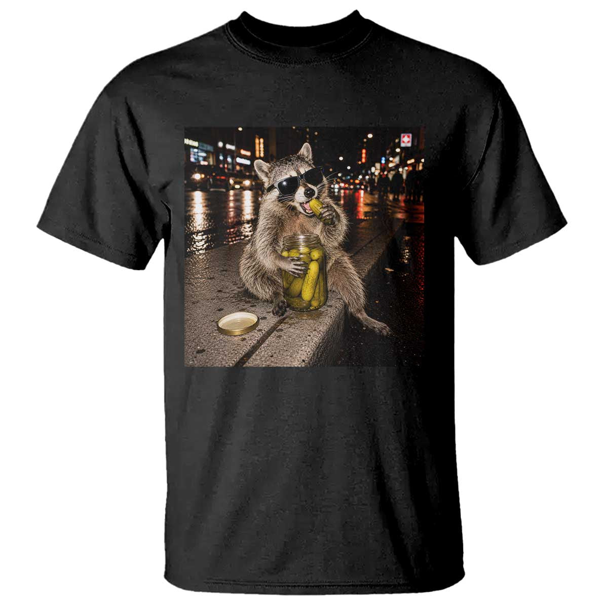 Funny Raccoon Eating Pickles Meme T Shirt