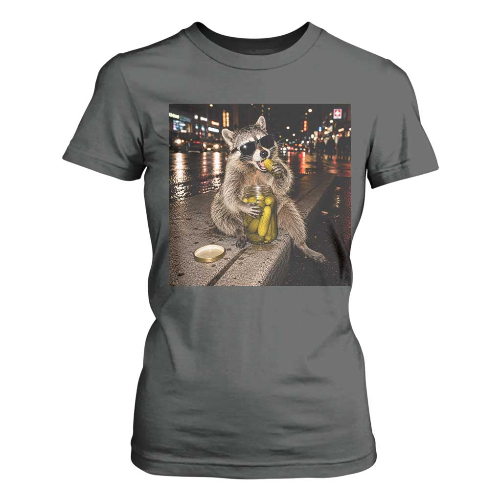 Funny Raccoon Eating Pickles Meme T Shirt For Women