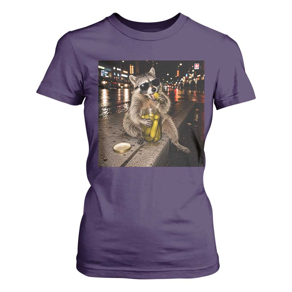 Funny Raccoon Eating Pickles Meme T Shirt For Women