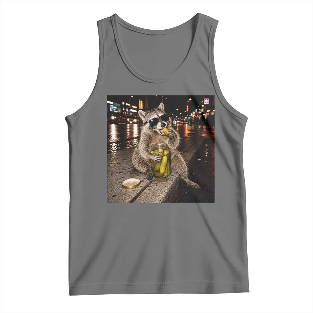 Funny Raccoon Eating Pickles Meme Tank Top