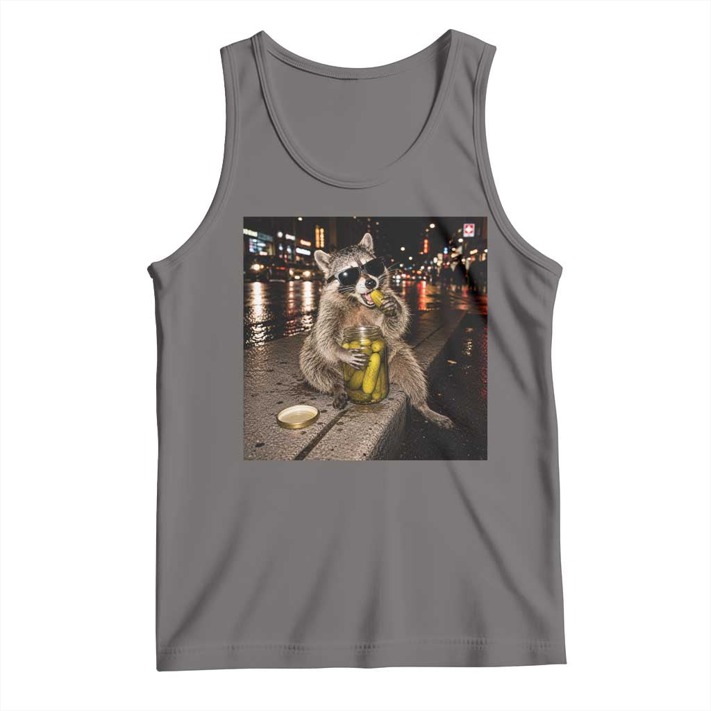 Funny Raccoon Eating Pickles Meme Tank Top